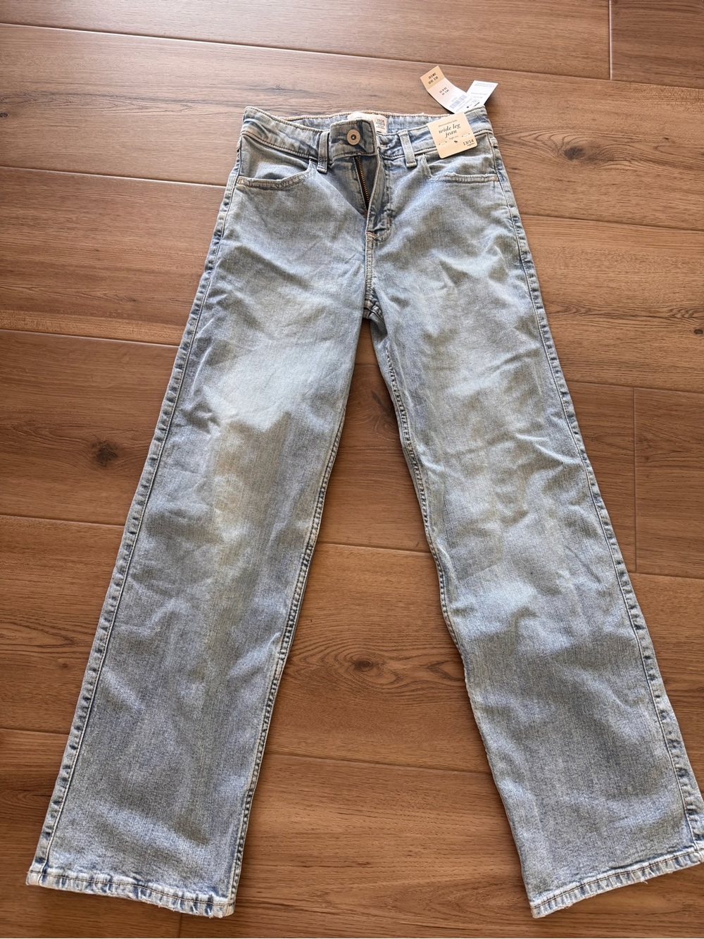 Abercrombie Kids Girls Wide Leg Jeans Size 13/14 NWT High Rise Light Wash
